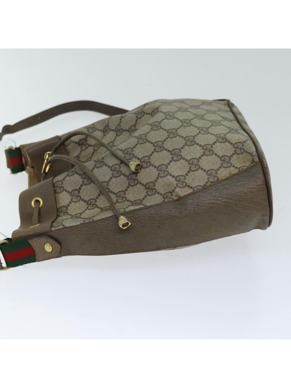 Authentic GUCCI Web Sherry Line GG Supreme Shoulder Bag Beige Red 41 02 034 - Picture 11 of 16